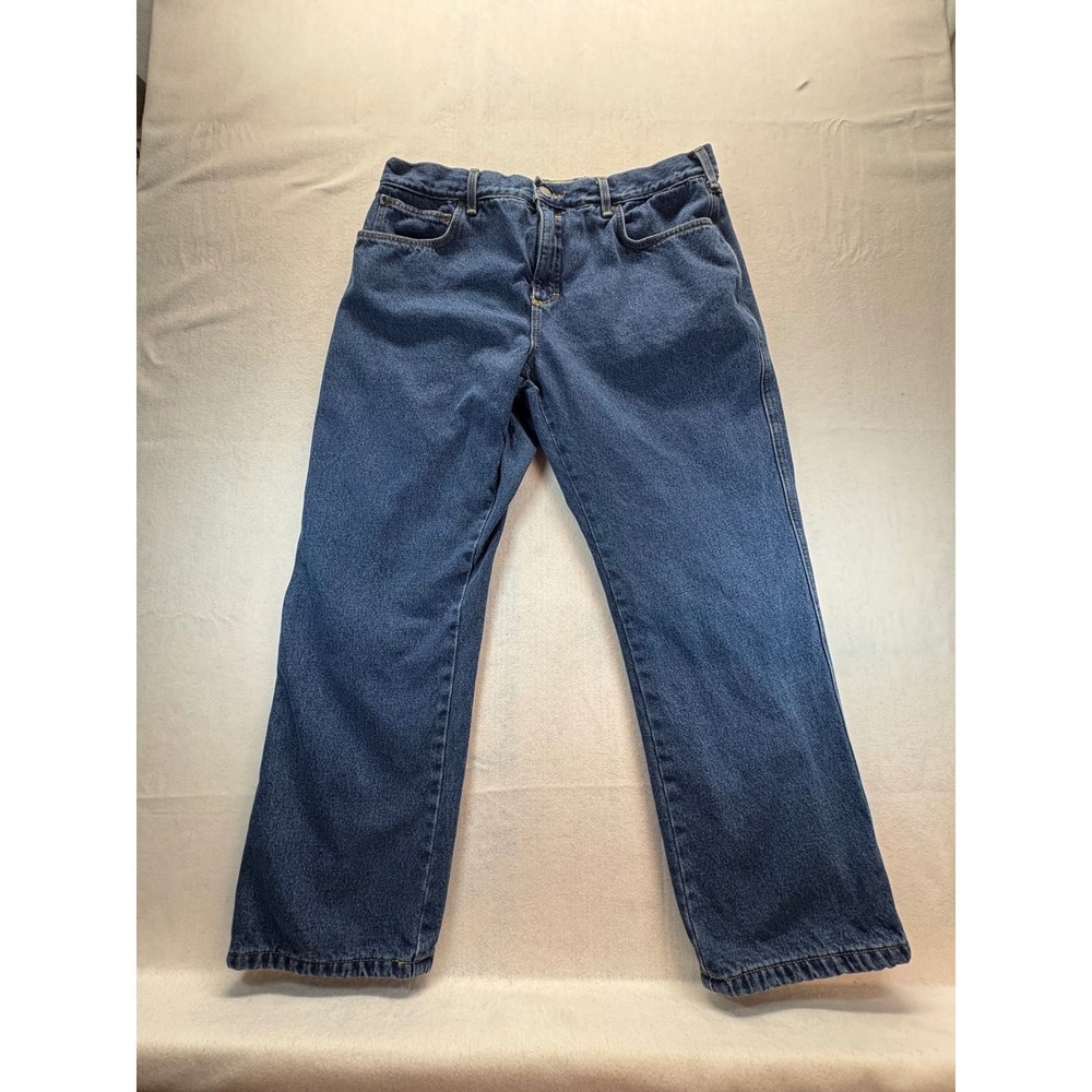 Red Head Brand Co Mens Flannel Lined Jeans 38x30 Blue Denim Plaid Insulated Work